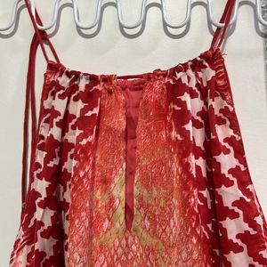 Red Patterned Silk Dress