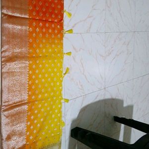 Organza Saree With Zarri Buttis