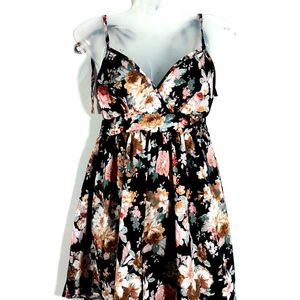 Black Printed A Line Dress For Women's