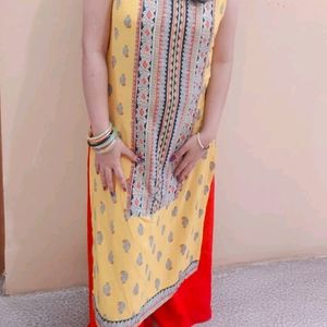 Yellow Cut Sleeves Kurti