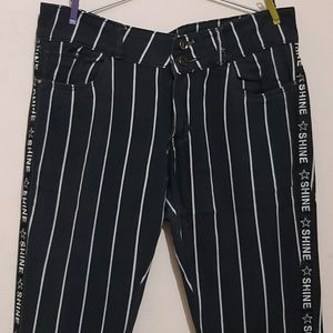 Slim Fit Striped Trousers For Women