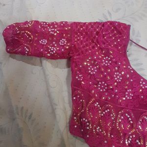 Stitched Pink Colour Blouse