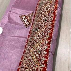 New Zari Border Cotton Silk Saree With Blouse Piec