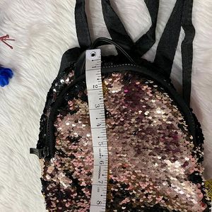 Sequin rose gold small backpack