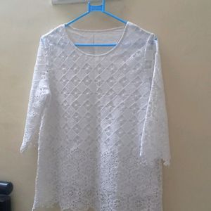 White Tunic Netted Top