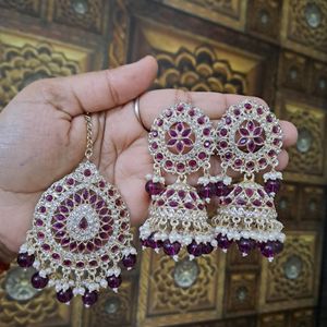 Beautiful Maang Teeka-Earrings Set