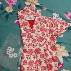 New Aline Flower Print Cotton Kurti