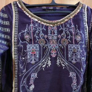 Women Purple Embellished Kurta