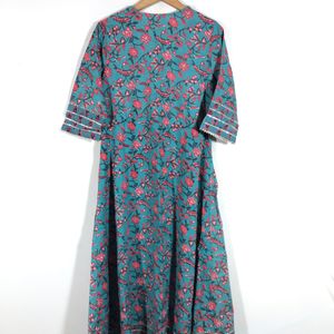 Blue Printed A-Line Kurta(Women’s)