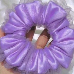 Satin And Net Bubble Scrunchie Double Layered