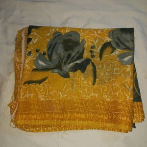 New Mustard Coloured Printed Saree