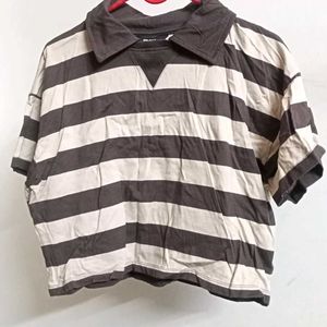 Max Brown Striped Loose Fit T Shirt