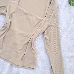 H&M Beige Square Neck Top