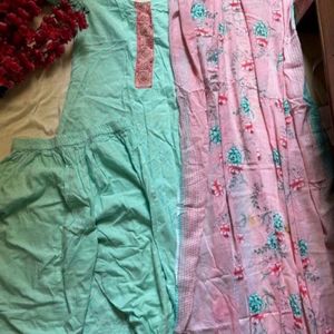 Kurta Paint Dupatta Set Cotton