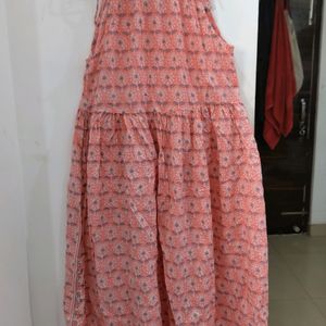 Pink Block Print Haulter Neck Maxi Dress