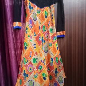 Multicolored Designer Long Suit Dress Anarkali