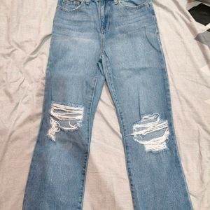 Ribbed Straight Fit Jeans For Girls