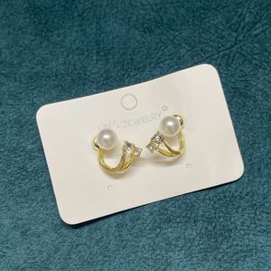 Fine Rhinestone Crystal Pearl Stud Earring