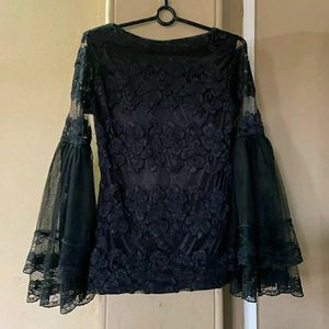 PRICE DROP🖤Gothic Black Lace Top With Bell Slee