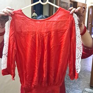 Red Color Top For Women