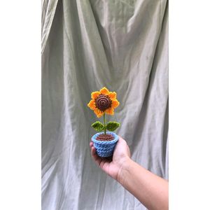 Crochet Sunflower Pot 🌻