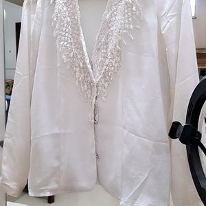 White Lace Detail Jacket/ Top