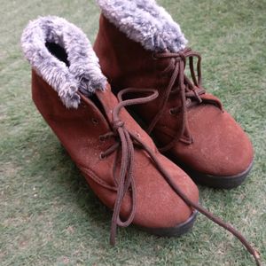 Brown Winter Heel Boots For Women