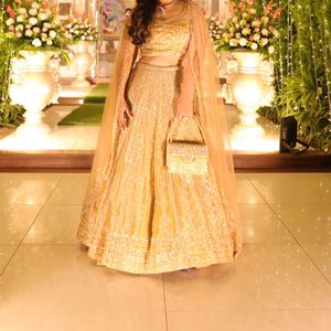 embellish golden lehnga