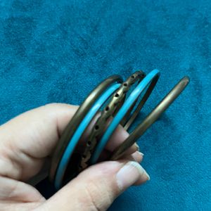 Metal And Turquoise Bangle Set