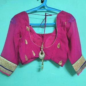 Georgette Saree And Blouse With Embroidery