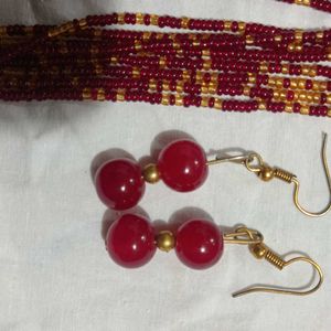 Red And Golden Emblished Jewellery Set