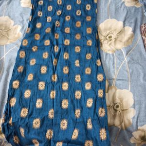 Blue Kurti Straight Kurta Size Medium