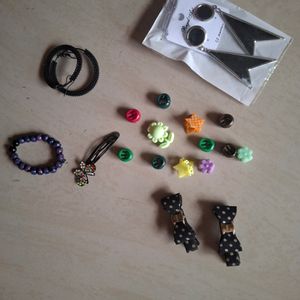 Combo Of Ear Rings,Hair Clips And Bracelet.