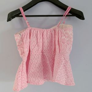 Women Chikankari Western Pink Top