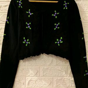 Black Floral💜 Tie-up Cardigan