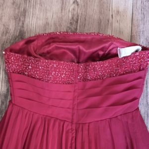 Accordian Pleats Red Sequin Gown