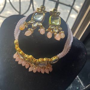 Pink Indo Western Necklace Set