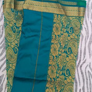 green colour gold shining saree