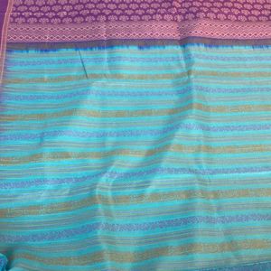 New Turquoise Blue And Purple Saree