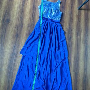 Gorgeous sleeveless blue long gown