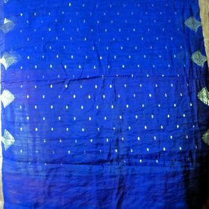 Blue Cotton Soft Saree.