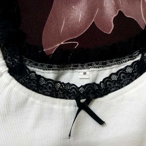 Square Neck Empress Lace Front Bow Tie