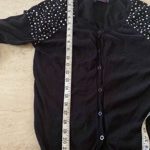 Pearl Studded Black Sweat Shirt