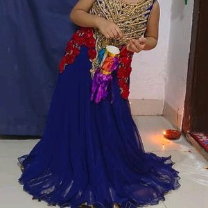 Royal Blue Embellished Gown for Kid Girls