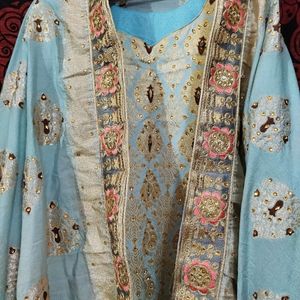 Pastel Blue Banarasi Dress