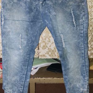 Blue Jeans With Side Cut Design