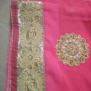 Rani Colour beautiful golden boarder with Stone Wo