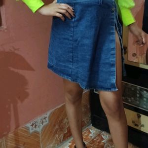 Denim Skirt With Adjustable Belt