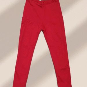 Red Stretchable Pants with Two Normal Side Pockets