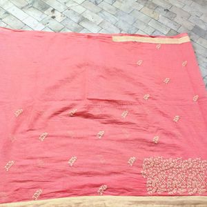 Beautiful Embroidery Saree With Stiched Blouse